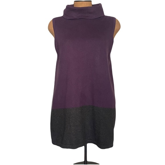 Ann Taylor Factory Purple and Black Sleeveless Turtleneck Dress size XL - Picture 1 of 6
